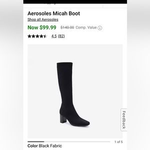 Aerosole Micah Black Boots - Knee Height - Size 6.5 Women’s